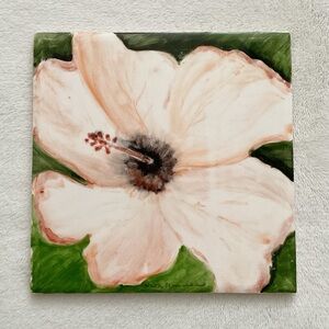 Hand Painted Hibiscus Tile | Signed Studio Art | USA Made